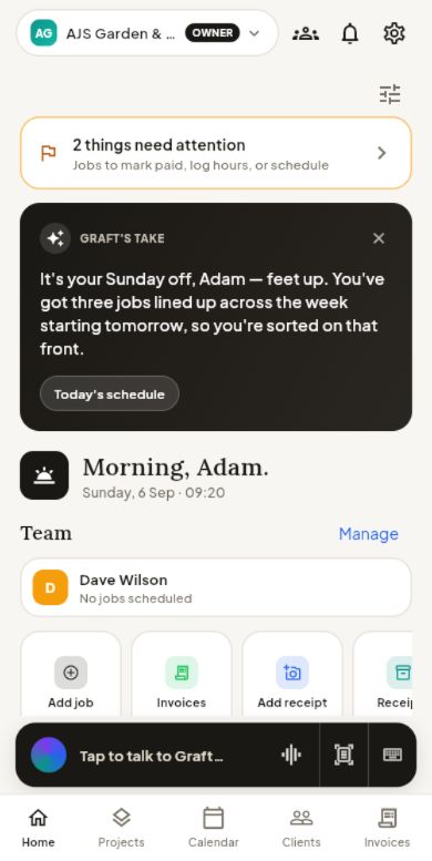 The real Graft owner dashboard with Graft's Take open and summarising the week ahead